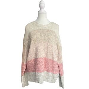 Splendid Marled Striped Sweater Pink White